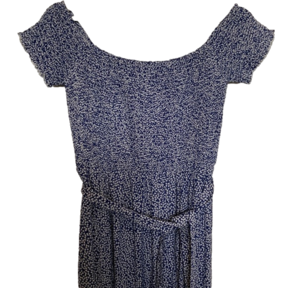 Aakaa cobalt blue print maxi dress with side slits Size: M